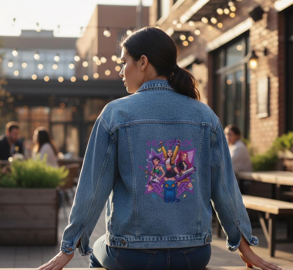 K-Pop Demon Denim Jacket | Huntrix Denim Jacket | K-Pop Denim Jacket | K-Pop Demon Hunters Jacket | Huntrix Oversized Denim Jacket
