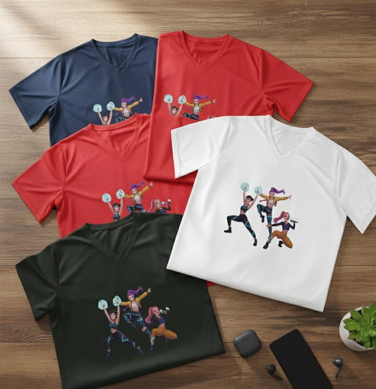 K-Pop Heroines trio graphic T-Shirt | K-Pop Girls Gamer Squad Illustration | Rumi Zoey Mira graphic T-Shirt | Huntrix Girls T-Shirt