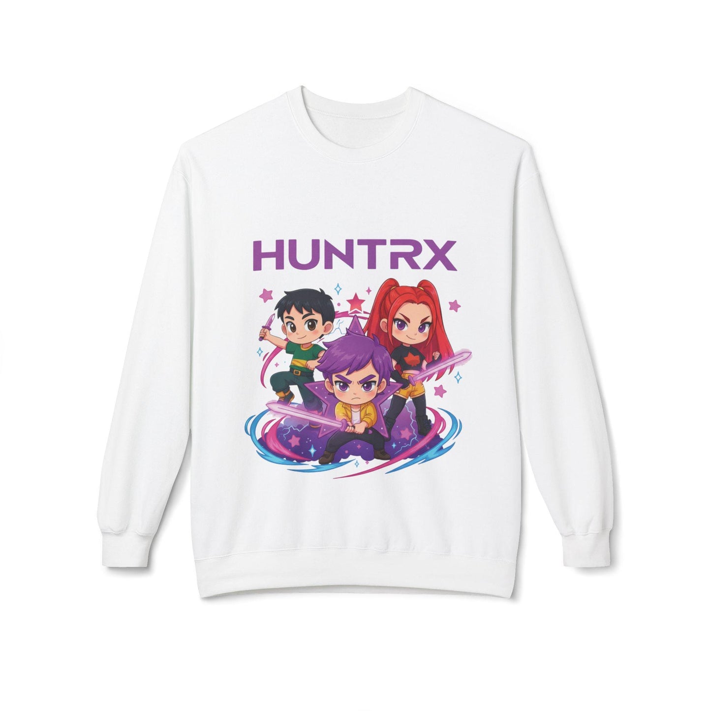Huntrx Chibi Characters Crewneck Sweatshirt | Kawaii Sweatshirt | K-Pop Demon Hunters Sweatshirt | Huntrix Sweatshirt | Saja Boys Sweatshirt
