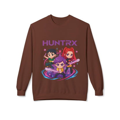Huntrx Chibi Characters Crewneck Sweatshirt | Kawaii Sweatshirt | K-Pop Demon Hunters Sweatshirt | Huntrix Sweatshirt | Saja Boys Sweatshirt