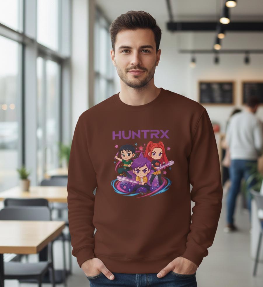 Huntrx Chibi Characters Crewneck Sweatshirt | Kawaii Sweatshirt | K-Pop Demon Hunters Sweatshirt | Huntrix Sweatshirt | Saja Boys Sweatshirt