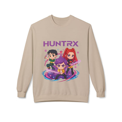 Huntrx Chibi Characters Crewneck Sweatshirt | Kawaii Sweatshirt | K-Pop Demon Hunters Sweatshirt | Huntrix Sweatshirt | Saja Boys Sweatshirt
