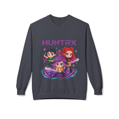 Huntrx Chibi Characters Crewneck Sweatshirt | Kawaii Sweatshirt | K-Pop Demon Hunters Sweatshirt | Huntrix Sweatshirt | Saja Boys Sweatshirt