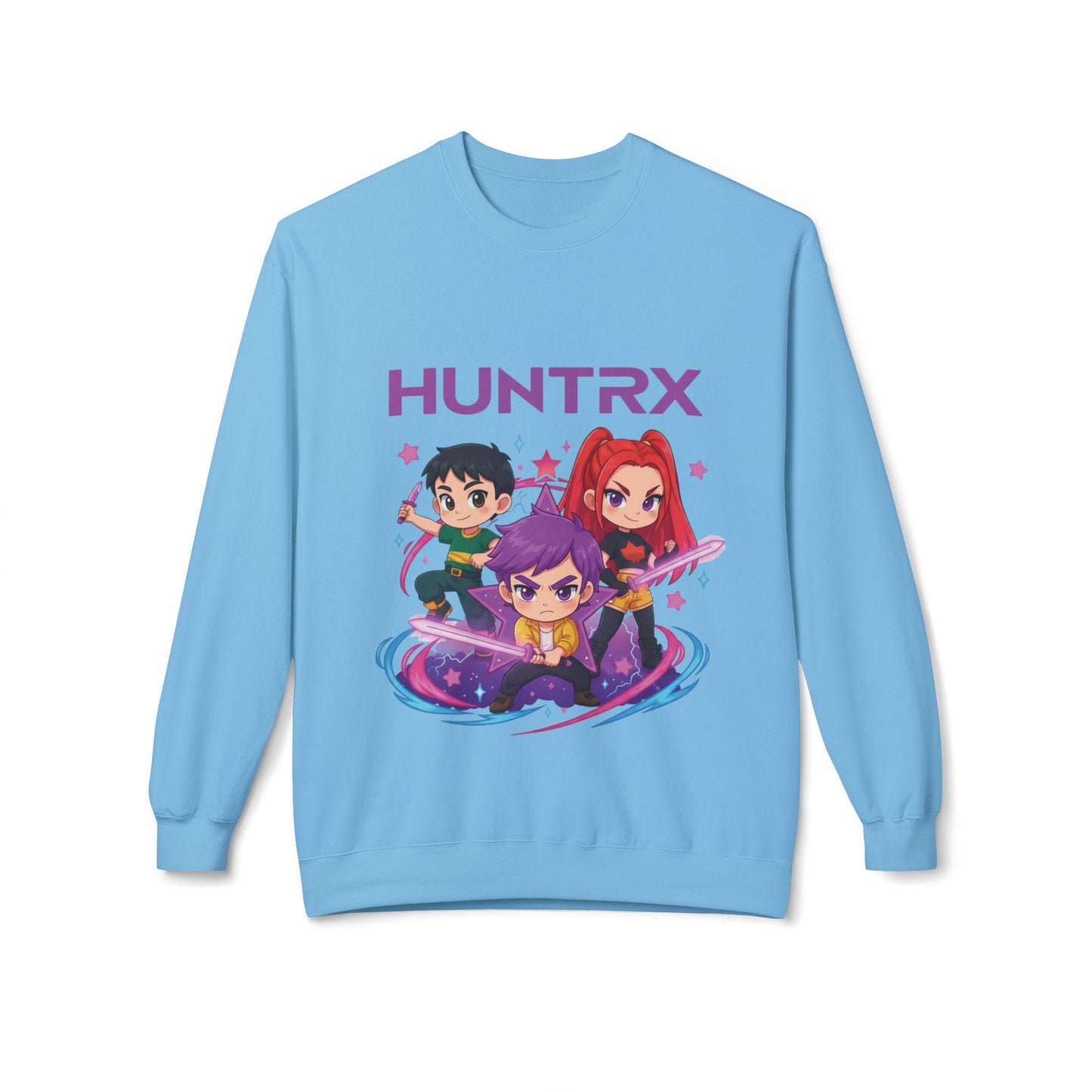 Huntrx Chibi Characters Crewneck Sweatshirt | Kawaii Sweatshirt | K-Pop Demon Hunters Sweatshirt | Huntrix Sweatshirt | Saja Boys Sweatshirt