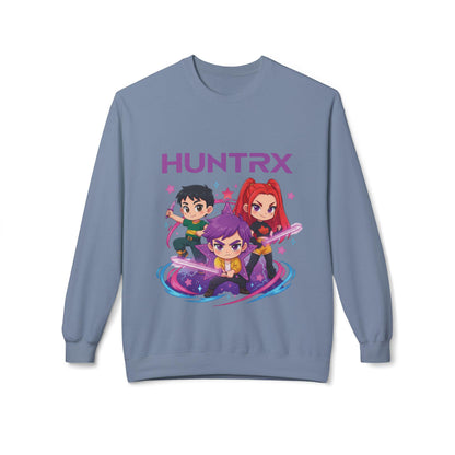 Huntrx Chibi Characters Crewneck Sweatshirt | Kawaii Sweatshirt | K-Pop Demon Hunters Sweatshirt | Huntrix Sweatshirt | Saja Boys Sweatshirt