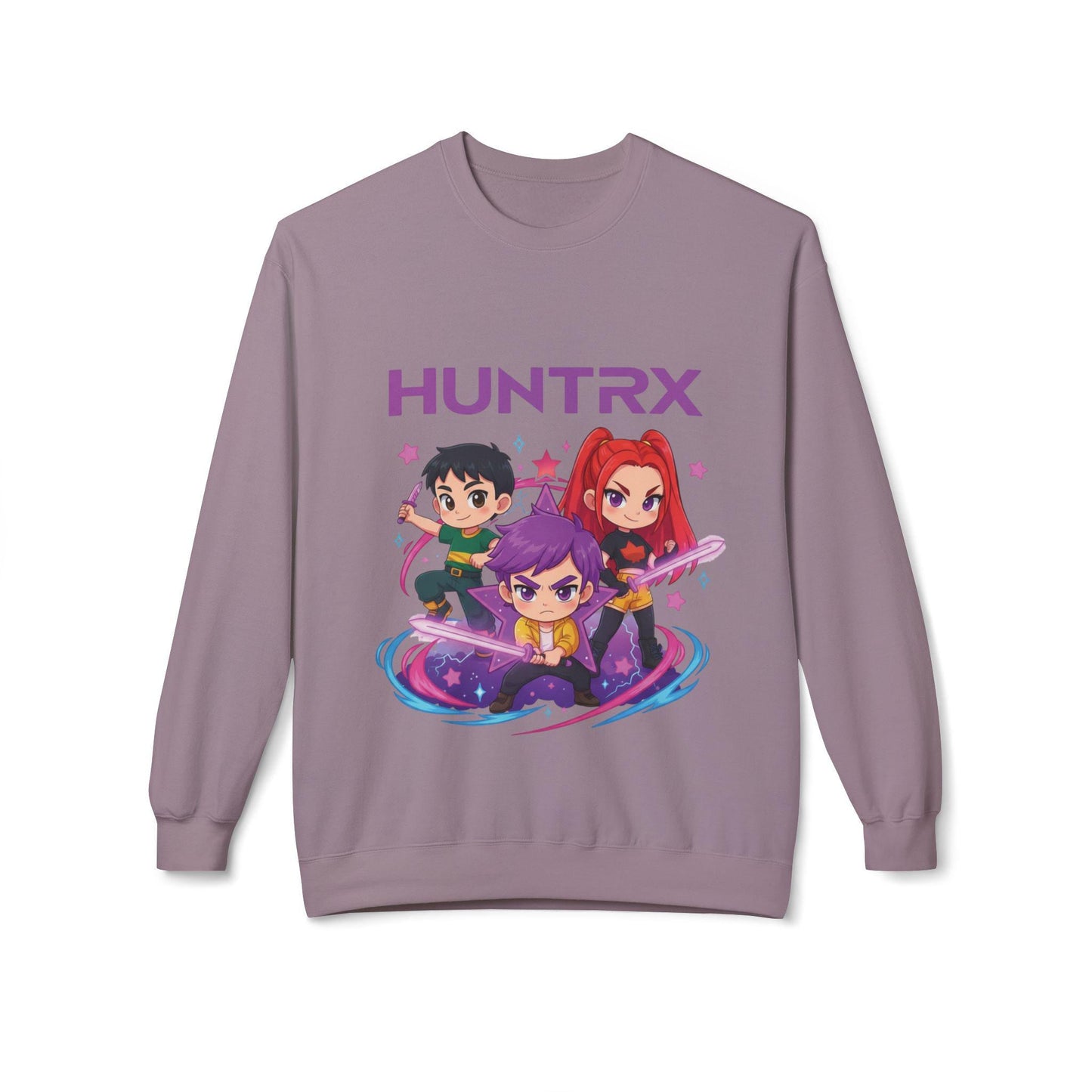 Huntrx Chibi Characters Crewneck Sweatshirt | Kawaii Sweatshirt | K-Pop Demon Hunters Sweatshirt | Huntrix Sweatshirt | Saja Boys Sweatshirt