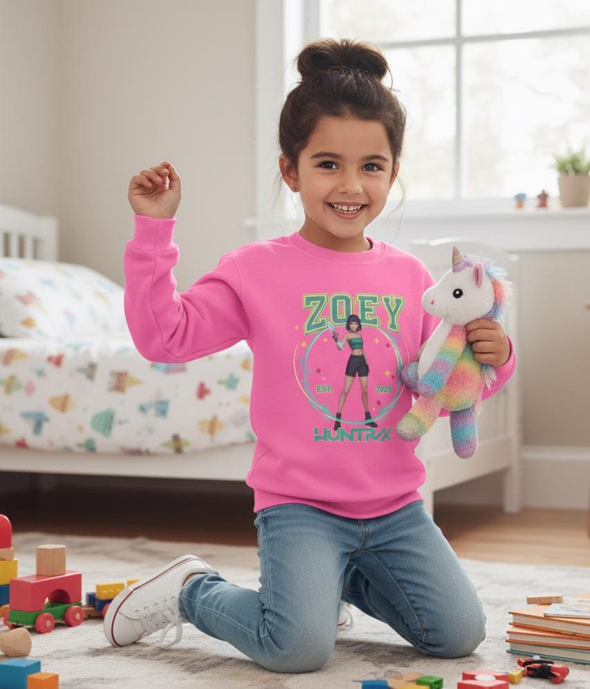 K-Pop Zoey Sweatshirt | Huntrix Zoey Sweatshirt | K-Pop Demon Hunter kids Sweatshirt | K-Pop Kids Sweatshirt | Saja Boys Sweatshirt
