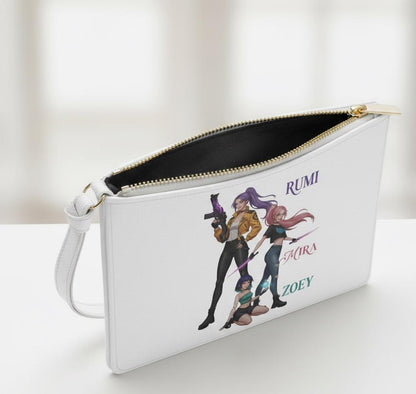 Rumi Zoey Mira trio character illustration Clutch Bag | K-Pop girls trio clutch | Huntrix Girls Clutch | K-Pop Demon Hunters Girls Clutch