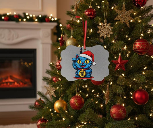 Derpy Tiger with Santa Hat Aluminum Ornament | K-Pop Demon Hunters Christmas Home Decor | Huntrix Home Christmas Decor | K-Pop Santa Decor