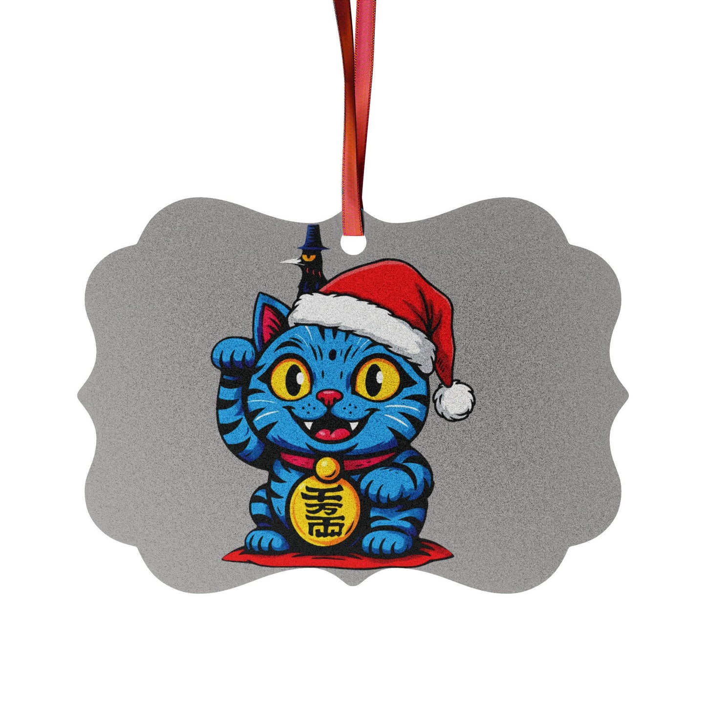 Derpy Tiger with Santa Hat Aluminum Ornament | K-Pop Demon Hunters Christmas Home Decor | Huntrix Home Christmas Decor | K-Pop Santa Decor