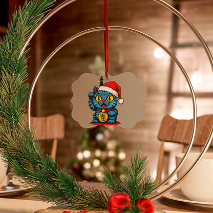 Derpy Tiger with Santa Hat Aluminum Ornament | K-Pop Demon Hunters Christmas Home Decor | Huntrix Home Christmas Decor | K-Pop Santa Decor