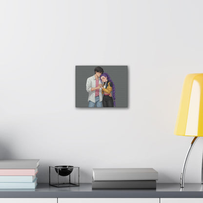 K-Pop Romantic Couple Illustration Canvas Stretched | 0.75" | Rujinu K-Pop Couple Canvas | Rumi and Jinu Couple Canvas | Huntrix Canvas