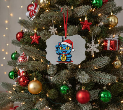 Derpy Tiger with Santa Hat Aluminum Ornament | K-Pop Demon Hunters Christmas Home Decor | Huntrix Home Christmas Decor | K-Pop Santa Decor