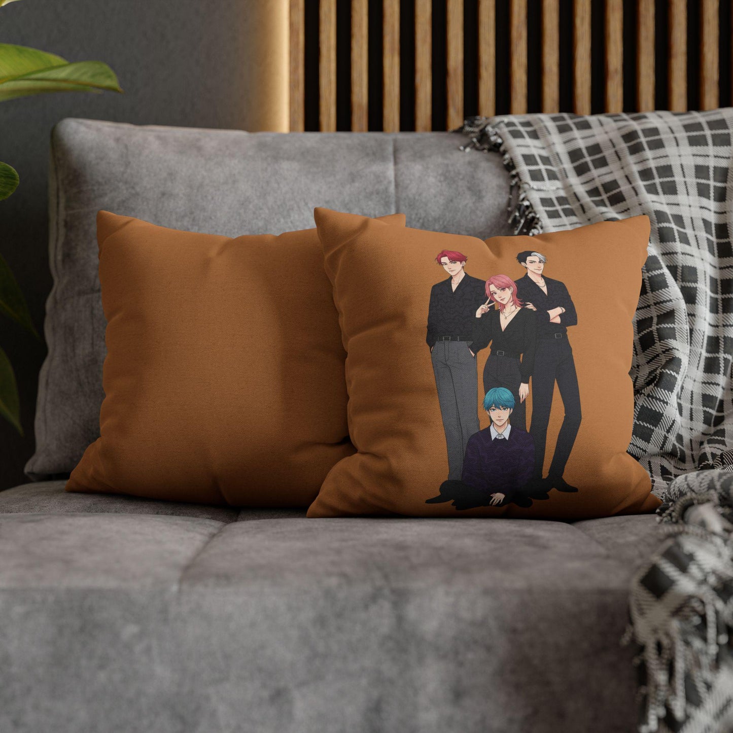 Saja Boys Band Pillowcase | K-Pop Square Polyester Pillowcase | K-Pop Demon Hunters Pillowcase | Huntrix Pillowcase | Saja Boys Pillowcase