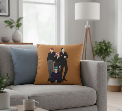 Saja Boys Band Pillowcase | K-Pop Square Polyester Pillowcase | K-Pop Demon Hunters Pillowcase | Huntrix Pillowcase | Saja Boys Pillowcase