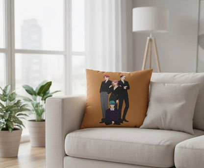 Saja Boys Band Pillowcase | K-Pop Square Polyester Pillowcase | K-Pop Demon Hunters Pillowcase | Huntrix Pillowcase | Saja Boys Pillowcase