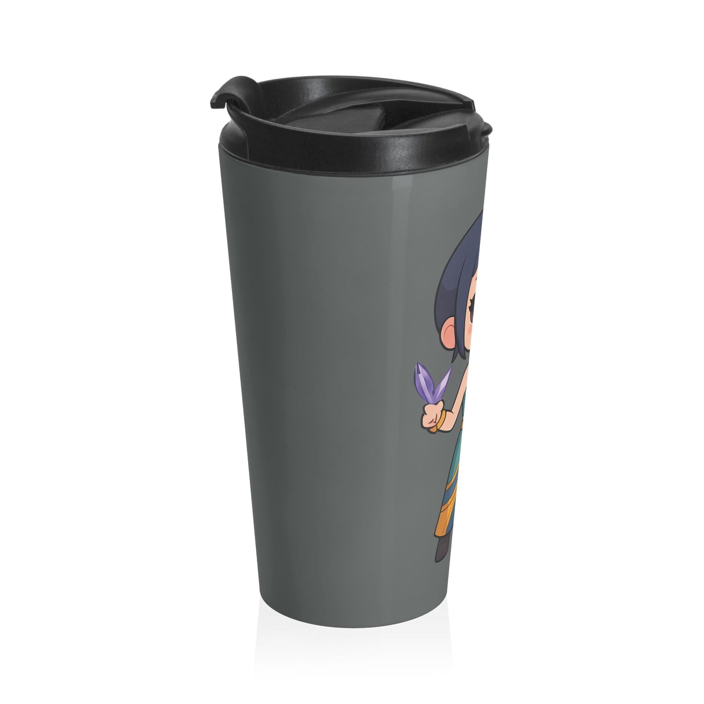 Chibi Warrior Girl Stainless Steel Travel Mug | K-Pop Chibi Mug | K-Pop Demon Hunters Travel Mug | K-Pop Chibi Mug | Huntrix Travel Mug
