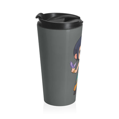 Chibi Warrior Girl Stainless Steel Travel Mug | K-Pop Chibi Mug | K-Pop Demon Hunters Travel Mug | K-Pop Chibi Mug | Huntrix Travel Mug