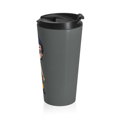 Chibi Warrior Girl Stainless Steel Travel Mug | K-Pop Chibi Mug | K-Pop Demon Hunters Travel Mug | K-Pop Chibi Mug | Huntrix Travel Mug
