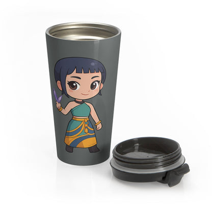 Chibi Warrior Girl Stainless Steel Travel Mug | K-Pop Chibi Mug | K-Pop Demon Hunters Travel Mug | K-Pop Chibi Mug | Huntrix Travel Mug