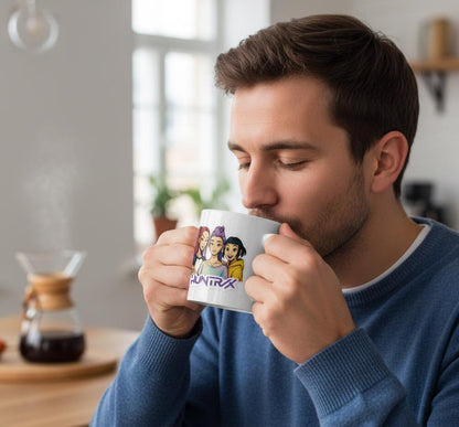HuntrX Trio Character Illustration Mug | K-Pop Coffee Cup | Saja Group Coffee Mug | Huntrix Girls Mug | K-Pop Demon Mug | K-Pop Trio Mug