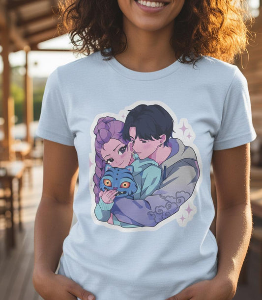 Kawaii Couple T-Shirt | Rujinu T-Shirt | K-Pop Hunters T-Shirt | Huntrix Unisex T-Shirt | K-Pop Couple T-Shirt