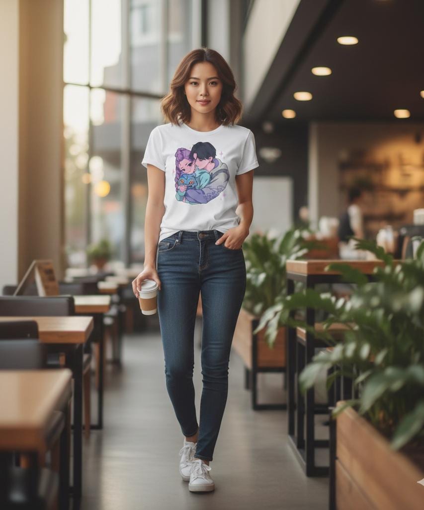 Kawaii Couple T-Shirt | Rujinu T-Shirt | K-Pop Hunters T-Shirt | Huntrix Unisex T-Shirt | K-Pop Couple T-Shirt