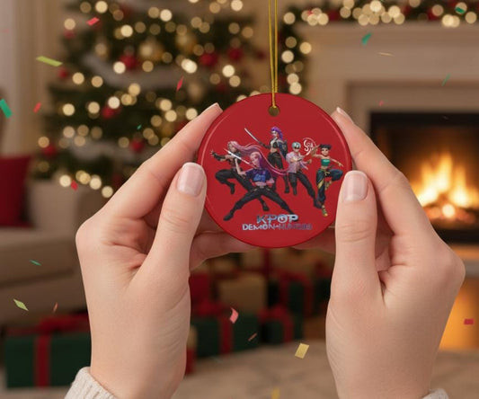 K-Pop Demon Hunters Ceramic Ornament | Huntrix round ornament | K-Pop group round ceramic Ornament | K-Pop Demon Hunters christmas ornamentt