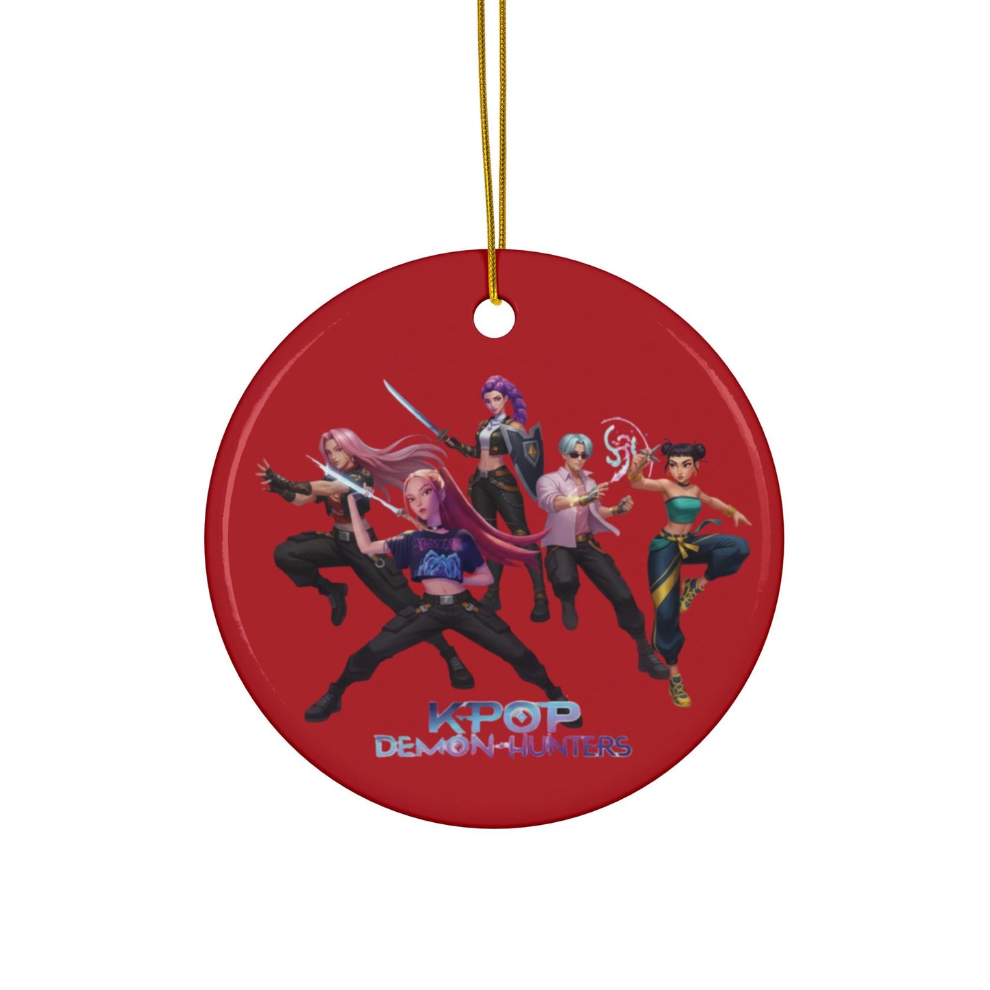 K-Pop Demon Hunters Ceramic Ornament | Huntrix round ornament | K-Pop group round ceramic Ornament | K-Pop Demon Hunters christmas ornamentt