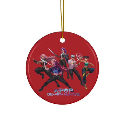 K-Pop Demon Hunters Ceramic Ornament | Huntrix round ornament | K-Pop group round ceramic Ornament | K-Pop Demon Hunters christmas ornamentt
