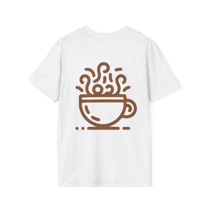 Steaming Coffee Cup T-Shirt | Coffee Lover Shirt, Cafe Illustration |  Lightweight Cotton Tee