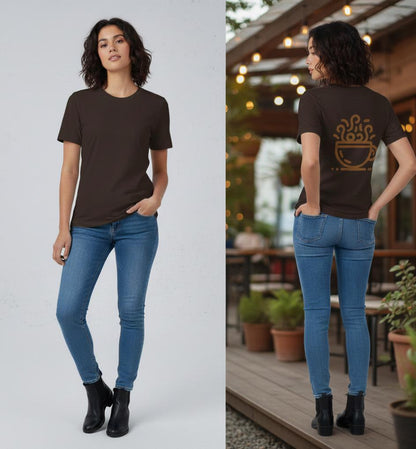 Steaming Coffee Cup T-Shirt | Coffee Lover Shirt, Cafe Illustration |  Lightweight Cotton Tee