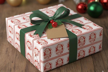 Retro Santa Claus Pattern Wrapping Paper | Festive Holiday Print