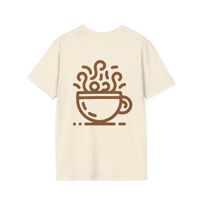 Steaming Coffee Cup T-Shirt | Coffee Lover Shirt, Cafe Illustration |  Lightweight Cotton Tee