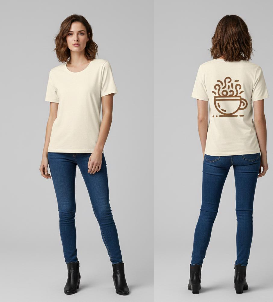 Steaming Coffee Cup T-Shirt | Coffee Lover Shirt, Cafe Illustration |  Lightweight Cotton Tee