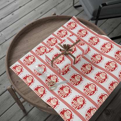 Retro Santa Claus Pattern Wrapping Paper | Festive Holiday Print