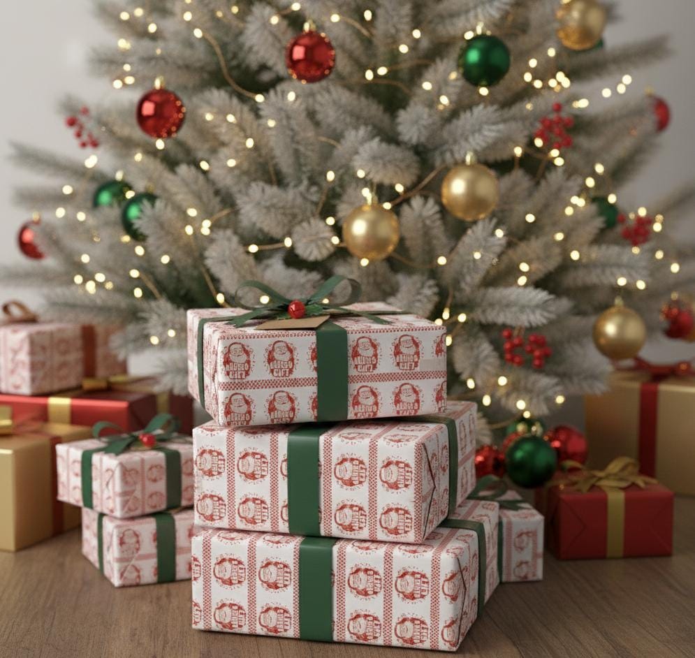 Retro Santa Claus Pattern Wrapping Paper | Festive Holiday Print