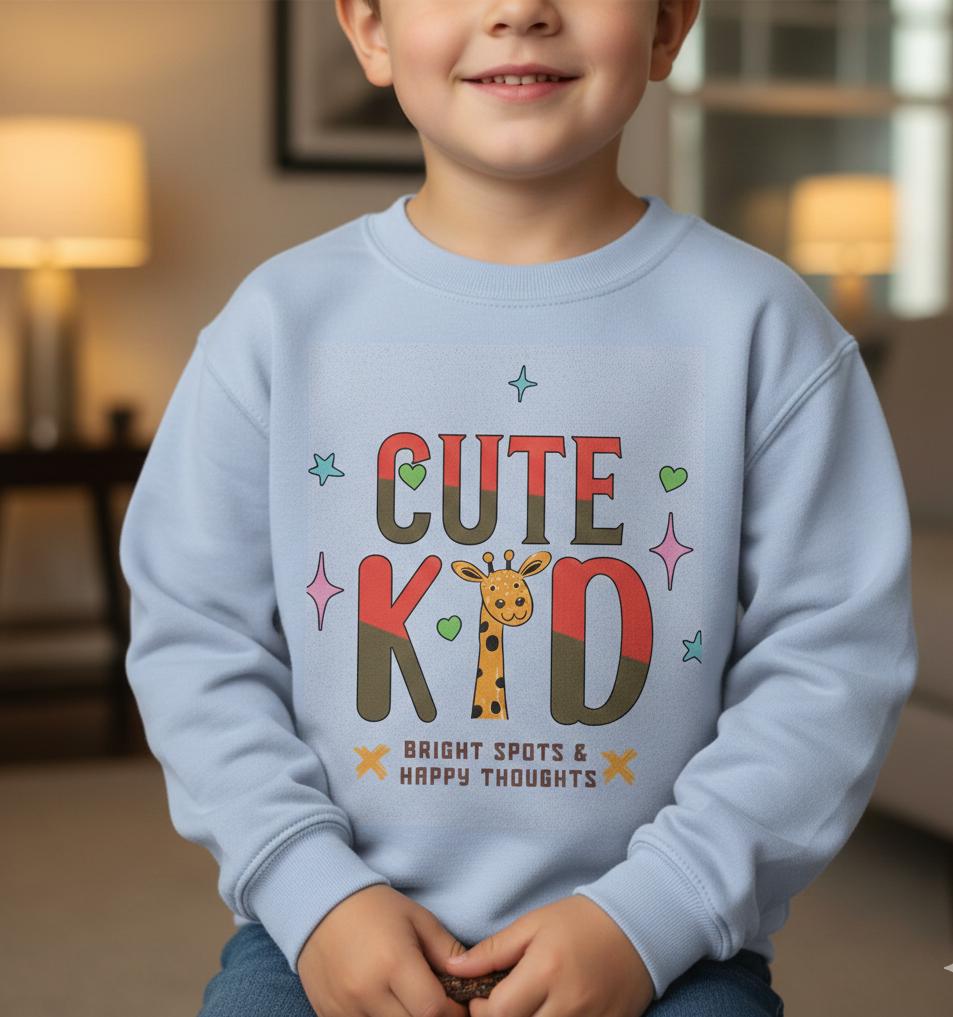 Kid's Giraffe Sweatshirt | Playful Animal Tee, Bright Spots Design