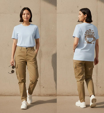Steaming Coffee Cup T-Shirt | Coffee Lover Shirt, Cafe Illustration |  Lightweight Cotton Tee
