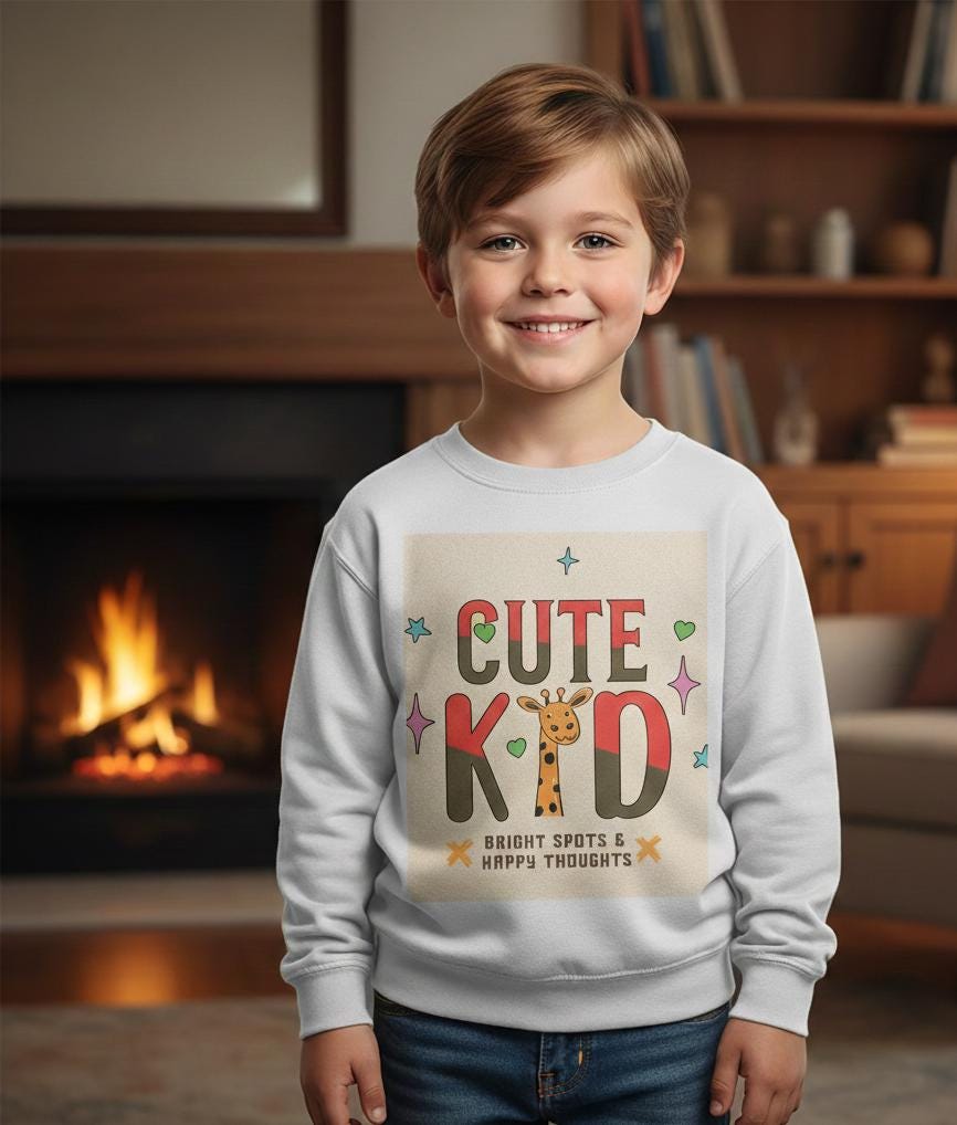 Kid's Giraffe Sweatshirt | Playful Animal Tee, Bright Spots Design