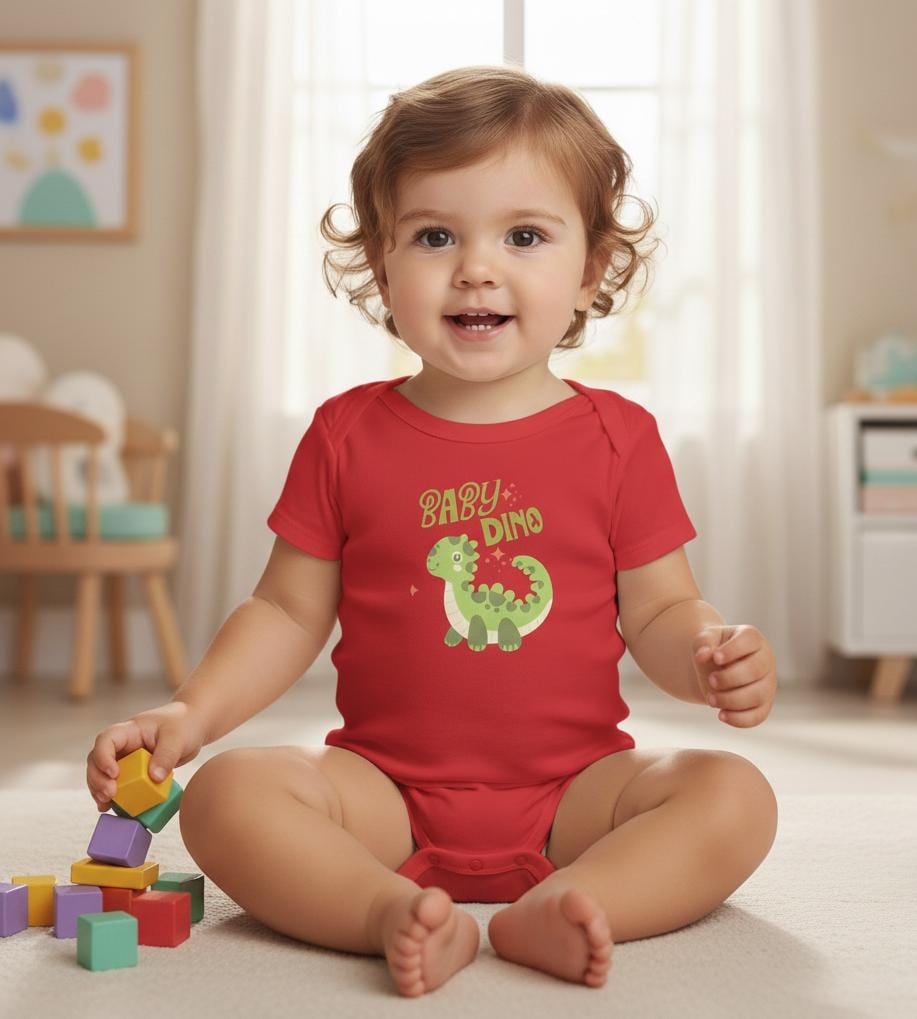 Baby Dino Bodysuit | Green Dinosaur Illustration, Infant Wrap