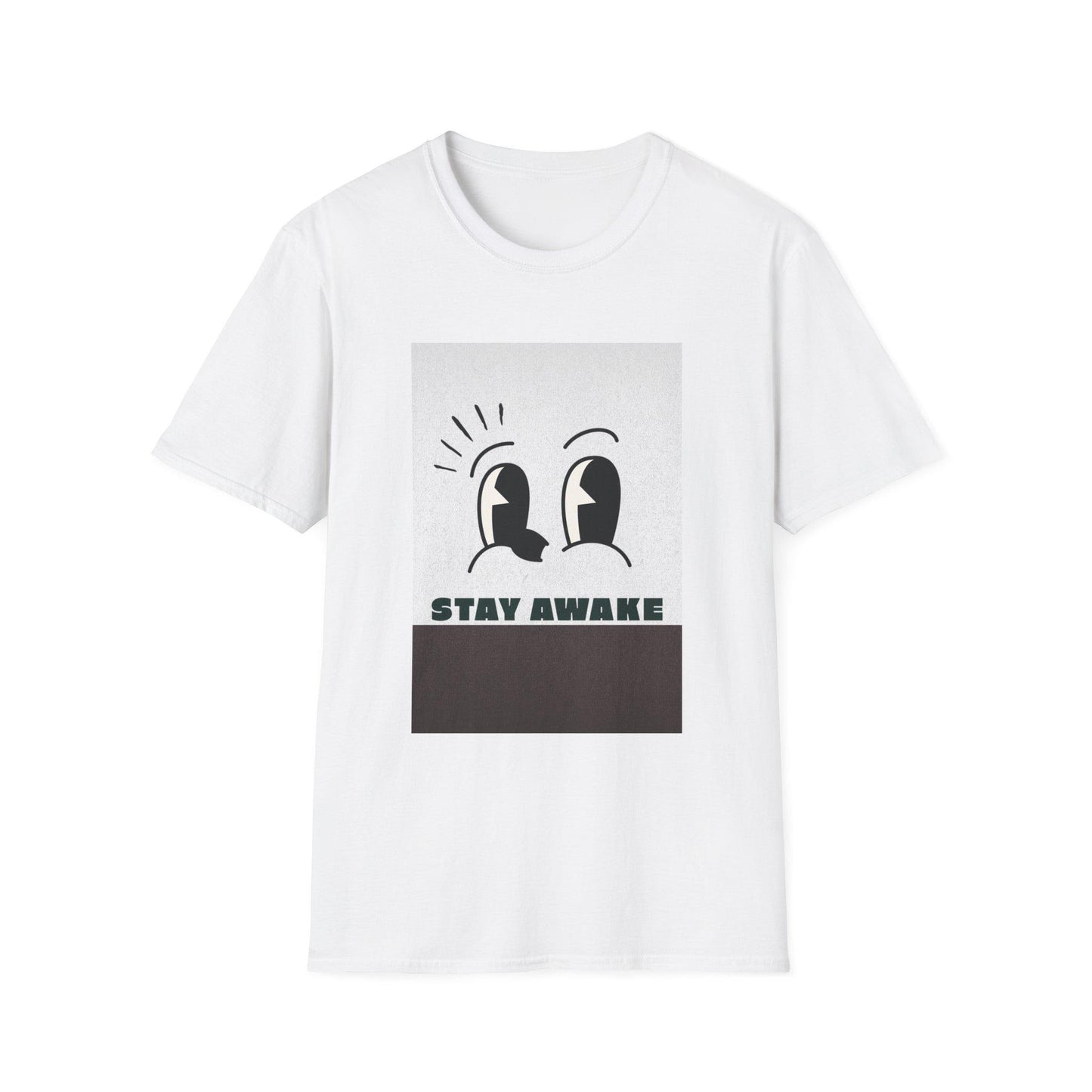 Stay Awake Graphic T-Shirt | Minimalist Cartoon Eyes Crew Tee