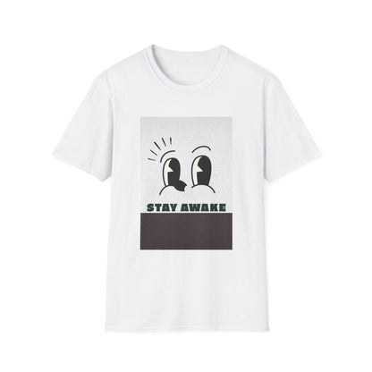 Stay Awake Graphic T-Shirt | Minimalist Cartoon Eyes Crew Tee