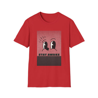 Stay Awake Graphic T-Shirt | Minimalist Cartoon Eyes Crew Tee