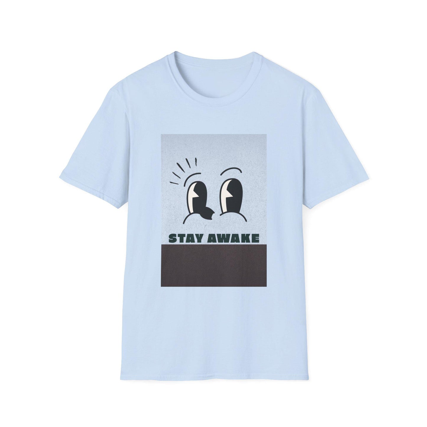 Stay Awake Graphic T-Shirt | Minimalist Cartoon Eyes Crew Tee