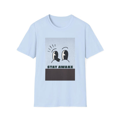 Stay Awake Graphic T-Shirt | Minimalist Cartoon Eyes Crew Tee