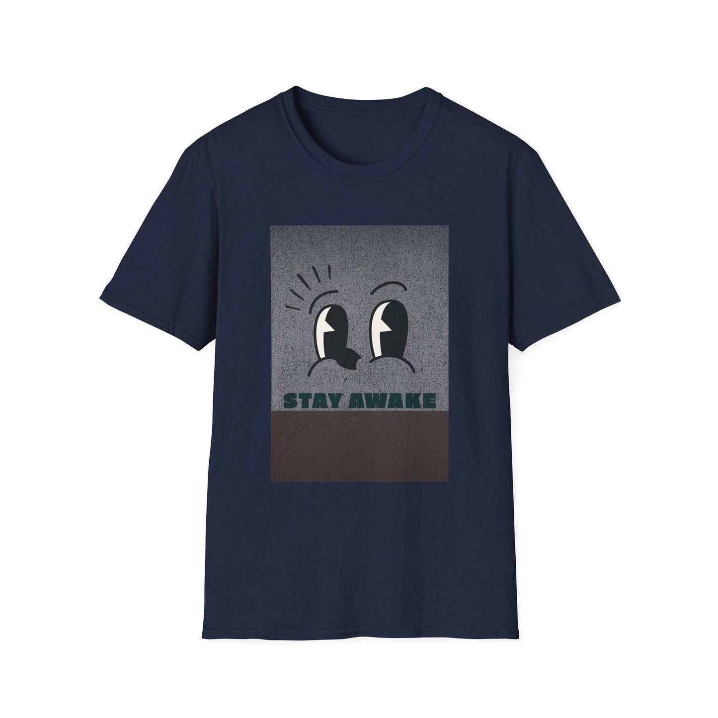 Stay Awake Graphic T-Shirt | Minimalist Cartoon Eyes Crew Tee