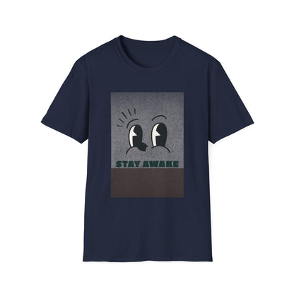 Stay Awake Graphic T-Shirt | Minimalist Cartoon Eyes Crew Tee