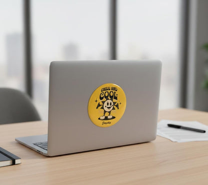 Chill and Cool Sunface Magnet Button | Retro-Inspired Round Magnet That Brings Upbeat Charm To Any Magnetic Surface