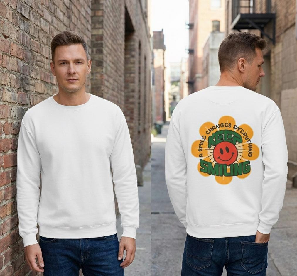 Retro 70s Smiley Flower Graphic Sweatshirt | Cozy Crewneck